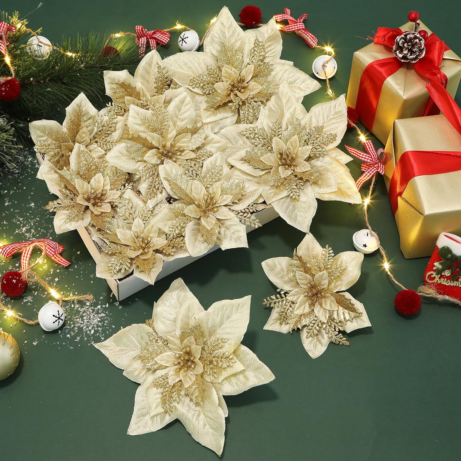 24 Pcs 6&9 Large Size Poinsettia Artificial Christmas Flowers Decora –  Alupssuclife